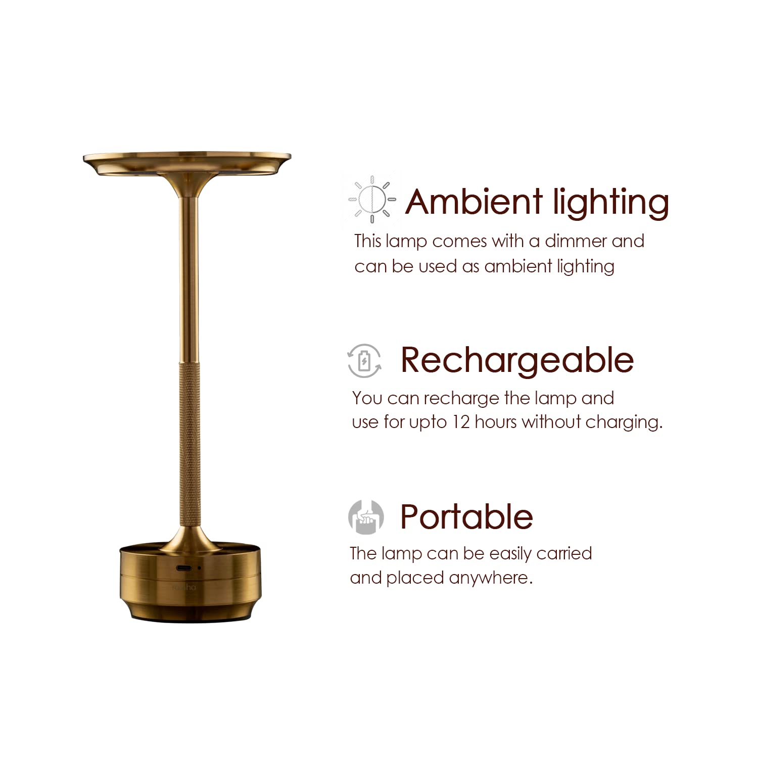ANKUR UNPLUGGED VINTAGE RAY WIRELESS RECHARGABLE TABLE LAMP