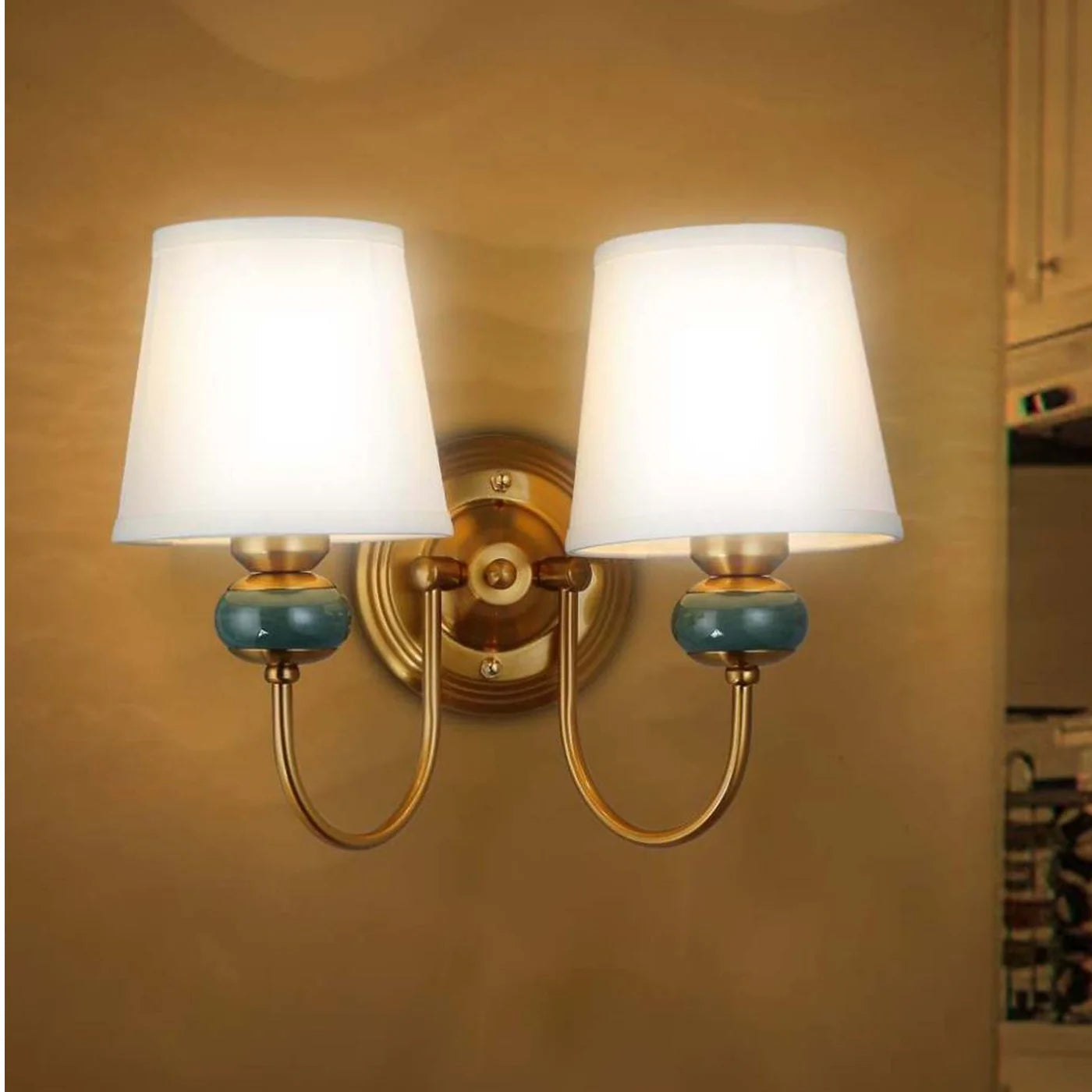 ANKUR LUMAFLARE BLOSSOM FABRIC SHADE WALL LIGHT