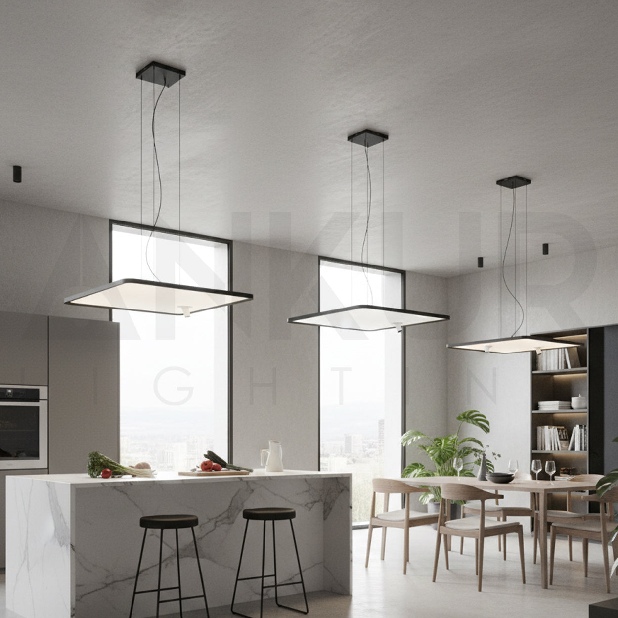 ANKUR GOCCIA SQUARE 3CCT LED WITH ADJUSTABLE LIFT FUNCTION HANGING LIGHT