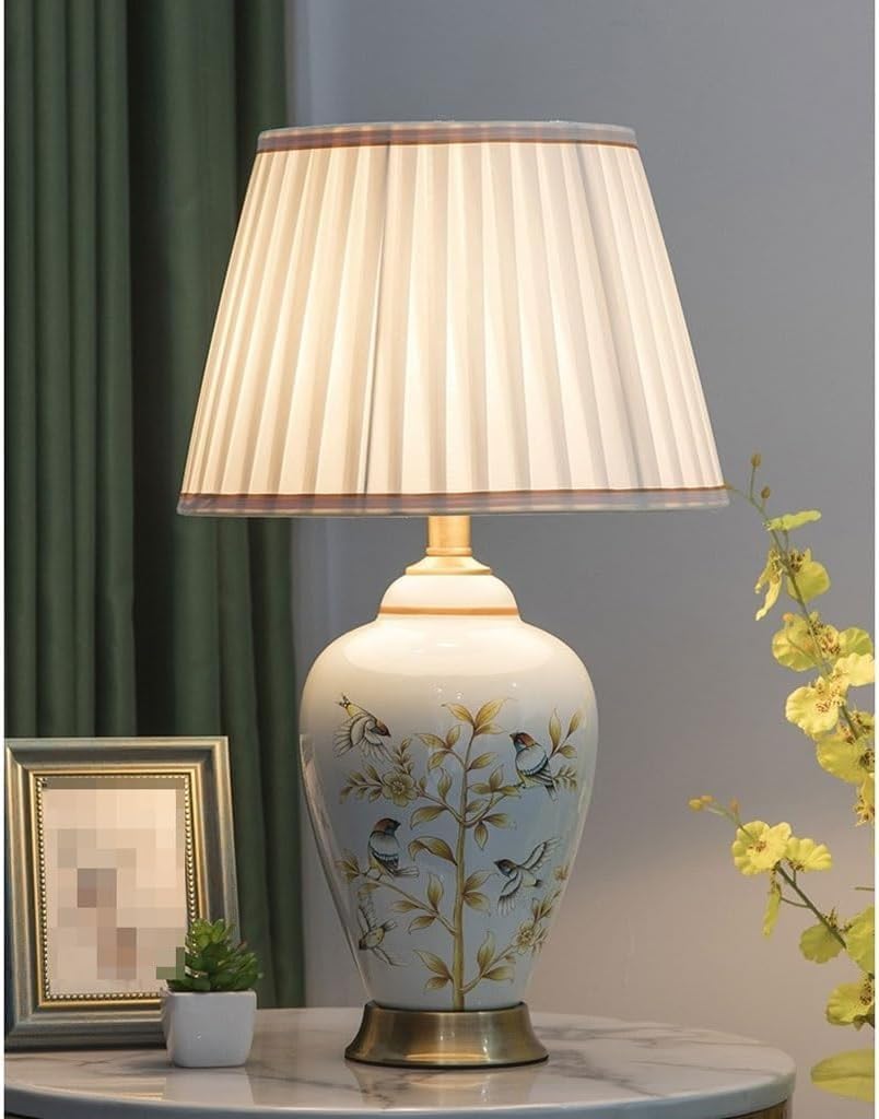 ANKUR KEYSTONE MODERN HAND PAINTED CERAMIC BEDSIDE TABLE LAMP