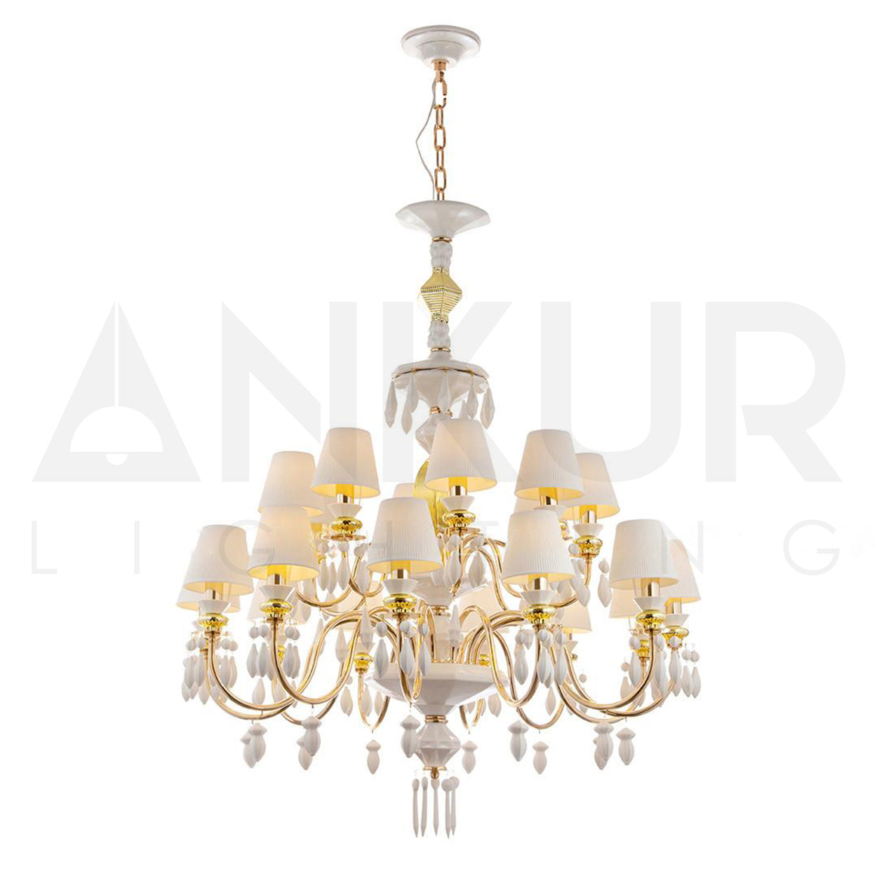 ANKUR BELLE ODRA MODERN DESIGNER LUXURY CERAMIC DOUBLE HEIGHT CLASSIC CHANDELIER FOR HOME LIGHTING