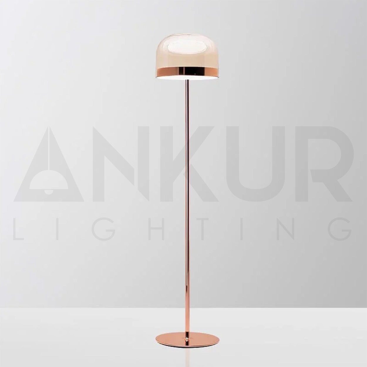 ANKUR CLASSY COPPER FINISH METAL AND GLASS BASED FLOOR LAMP FOR LIVING AND BEDROOM LIGHTING