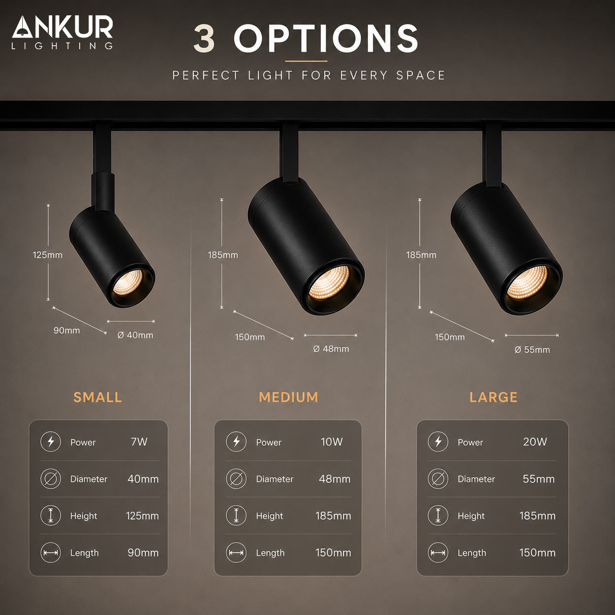 ANKUR 20MM ECO STANDARD MAGNETIC TRACK SPOT LIGHT