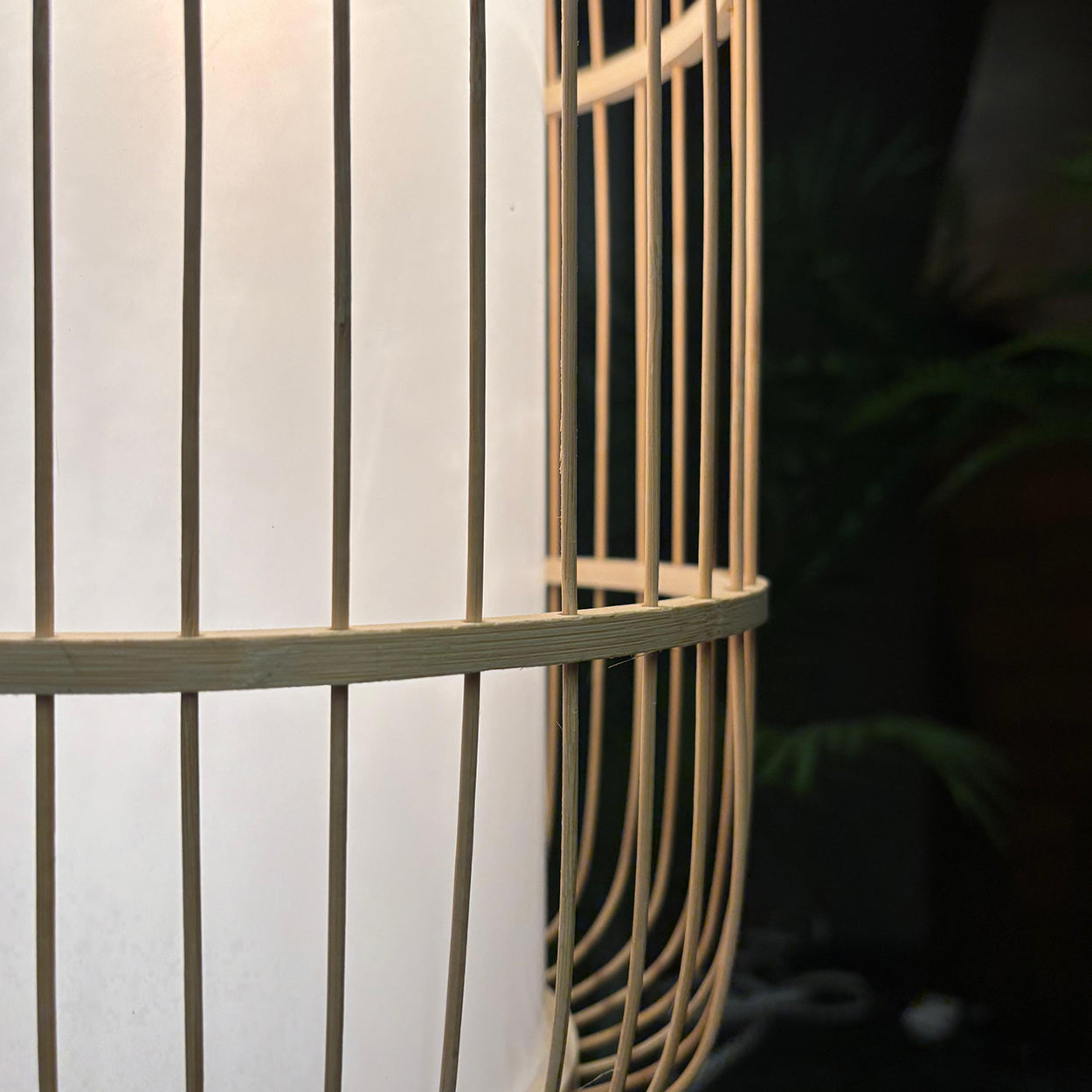 ANKUR NIVA NATURAL BAMBOO CANE AND FABRIC PENDANT LIGHT