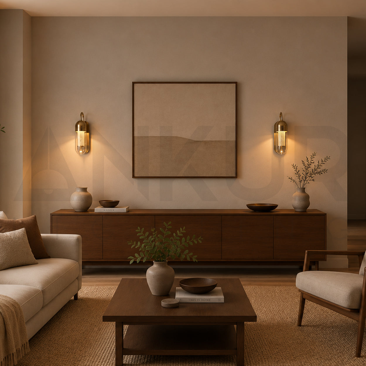 ANKUR DENVER BRASS FINISH WALL LIGHT FOR LIVING ROOMS AND HOME LIGHTING