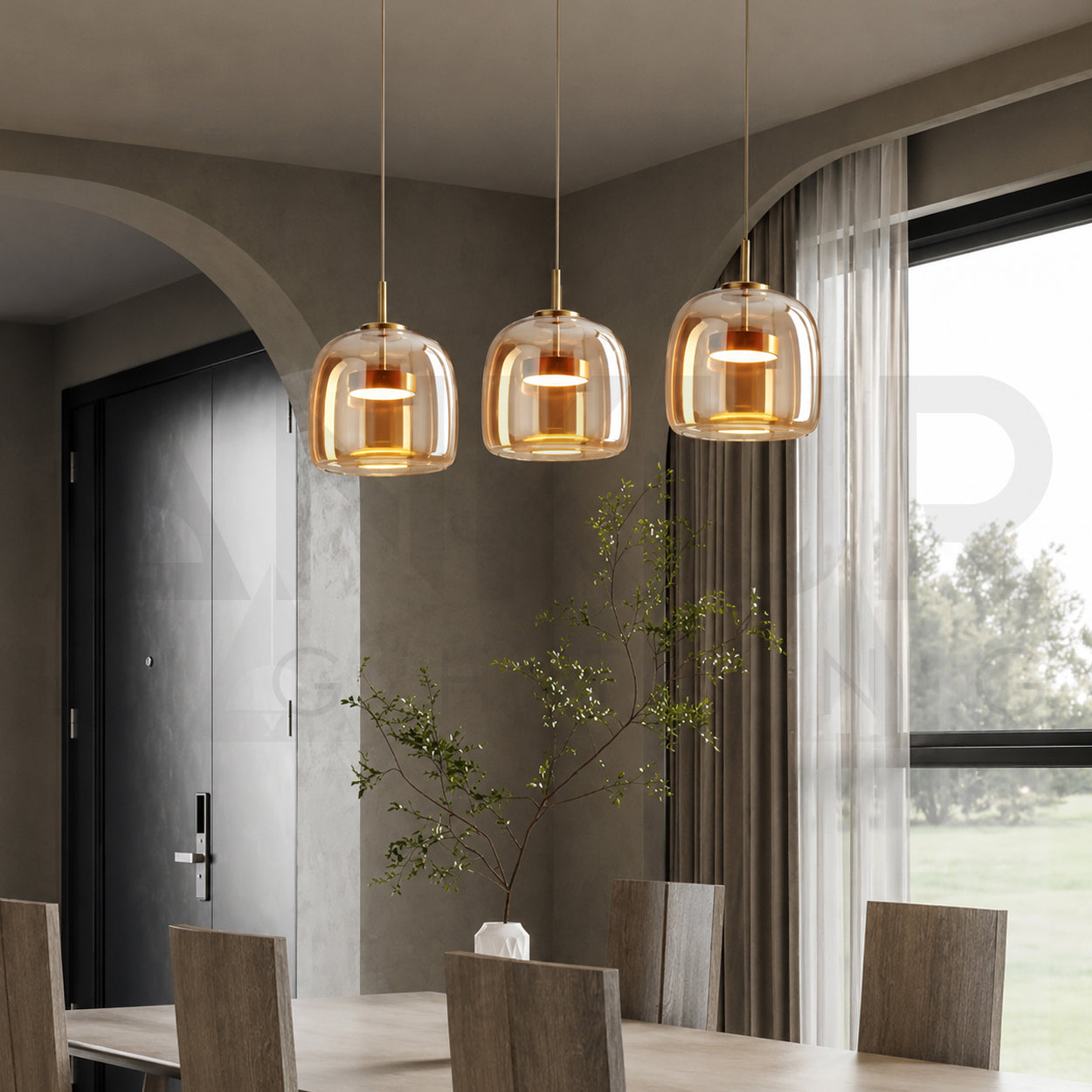 ANKUR GLOW BELL MODERN GLASS WITH METAL LED PENDANT LIGHT