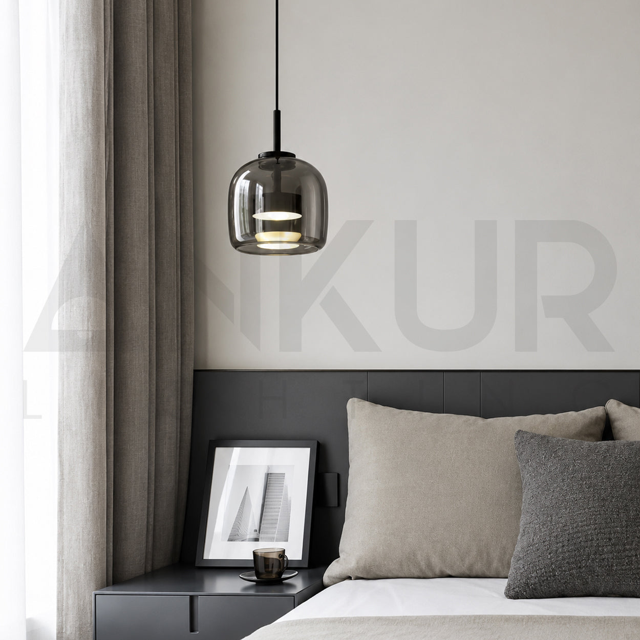 ANKUR GLOW BELL MODERN GLASS WITH METAL LED PENDANT LIGHT
