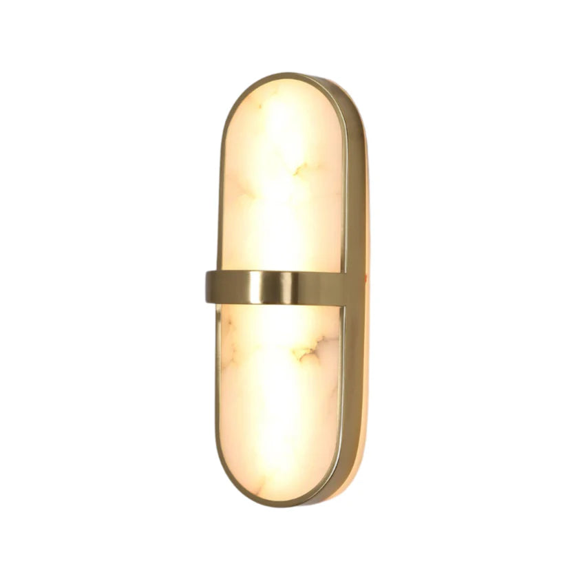 ANKUR ALABASTER PILL NORDIC MARBLE WALL SCONCE WITH METAL FINISH WALL LIGHT