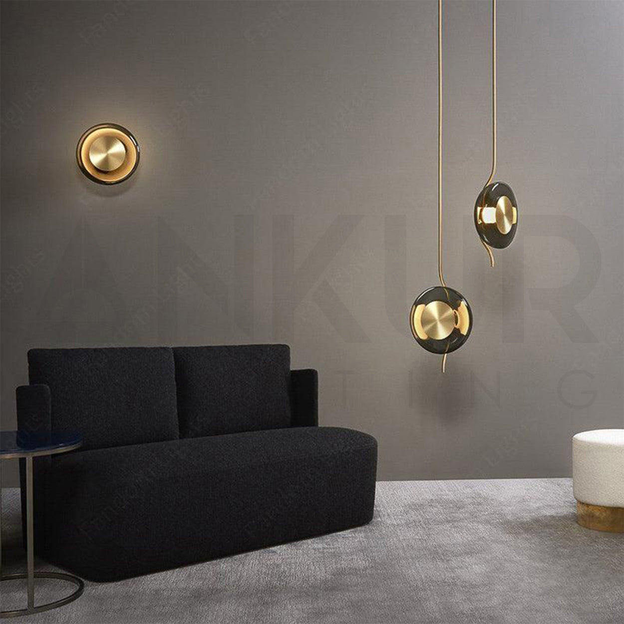 ANKUR LUCE ANTIQUE BRASS FINISH MODERN SMOKE GLASS HANGING LIGHT FOR HOME LIGHTING