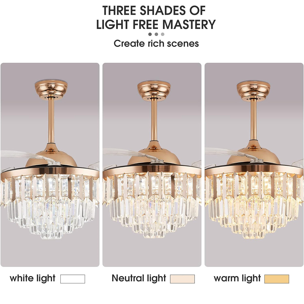 ANKUR BREEZO CRYSTAL LED CEILING FAN WITH CRYSTAL CHANDELIER AND REMOTE CONTROLLER 42 INCHES MODERM FANDELIER