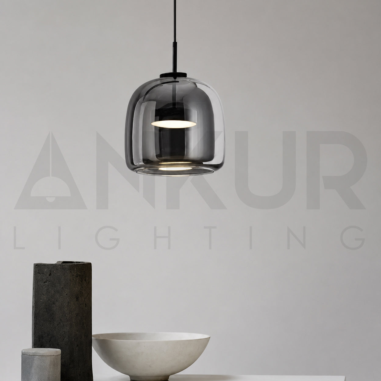 ANKUR GLOW BELL MODERN GLASS WITH METAL LED PENDANT LIGHT