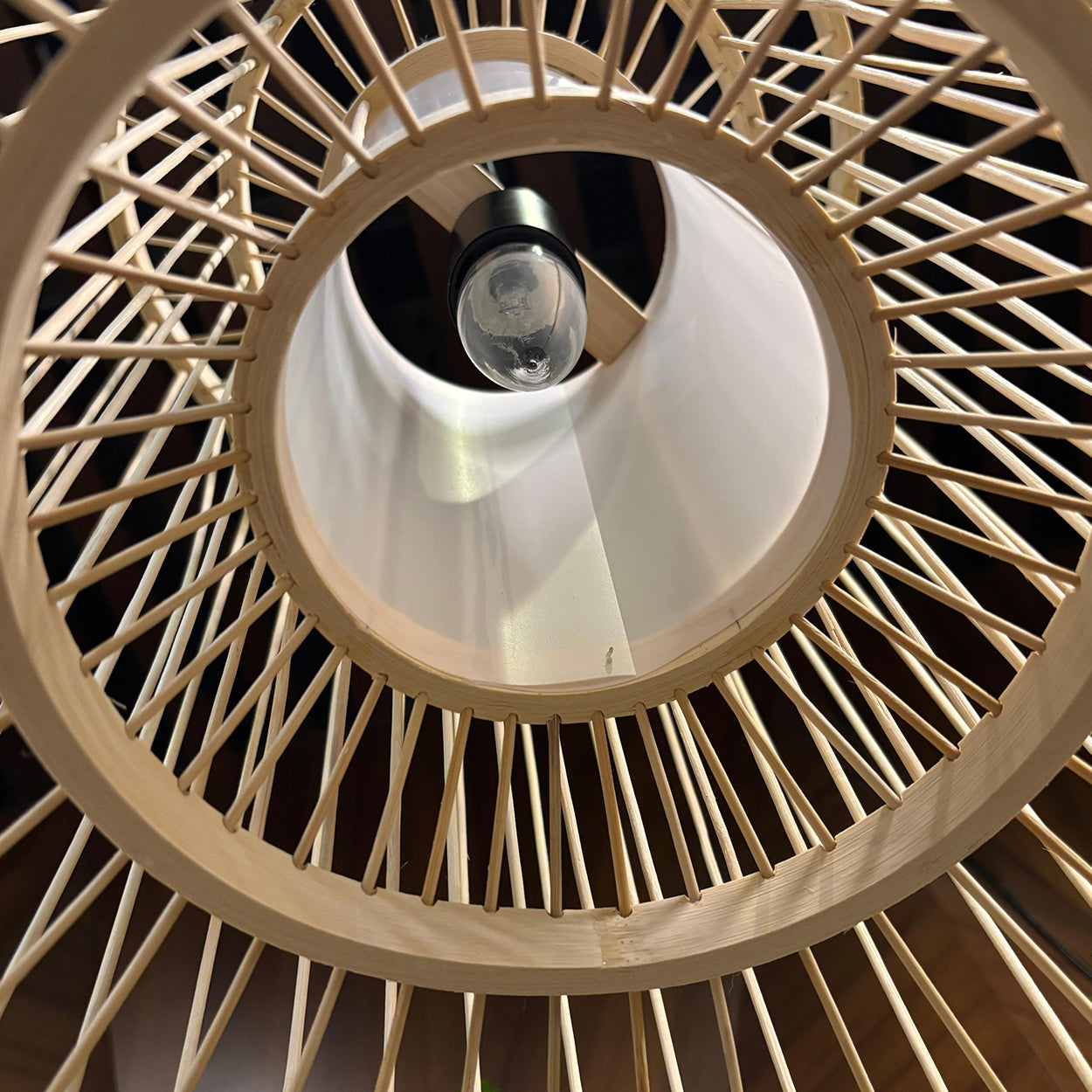 ANKUR VERDI NATURAL BAMBOO CANE AND FABRIC PENDANT LIGHT