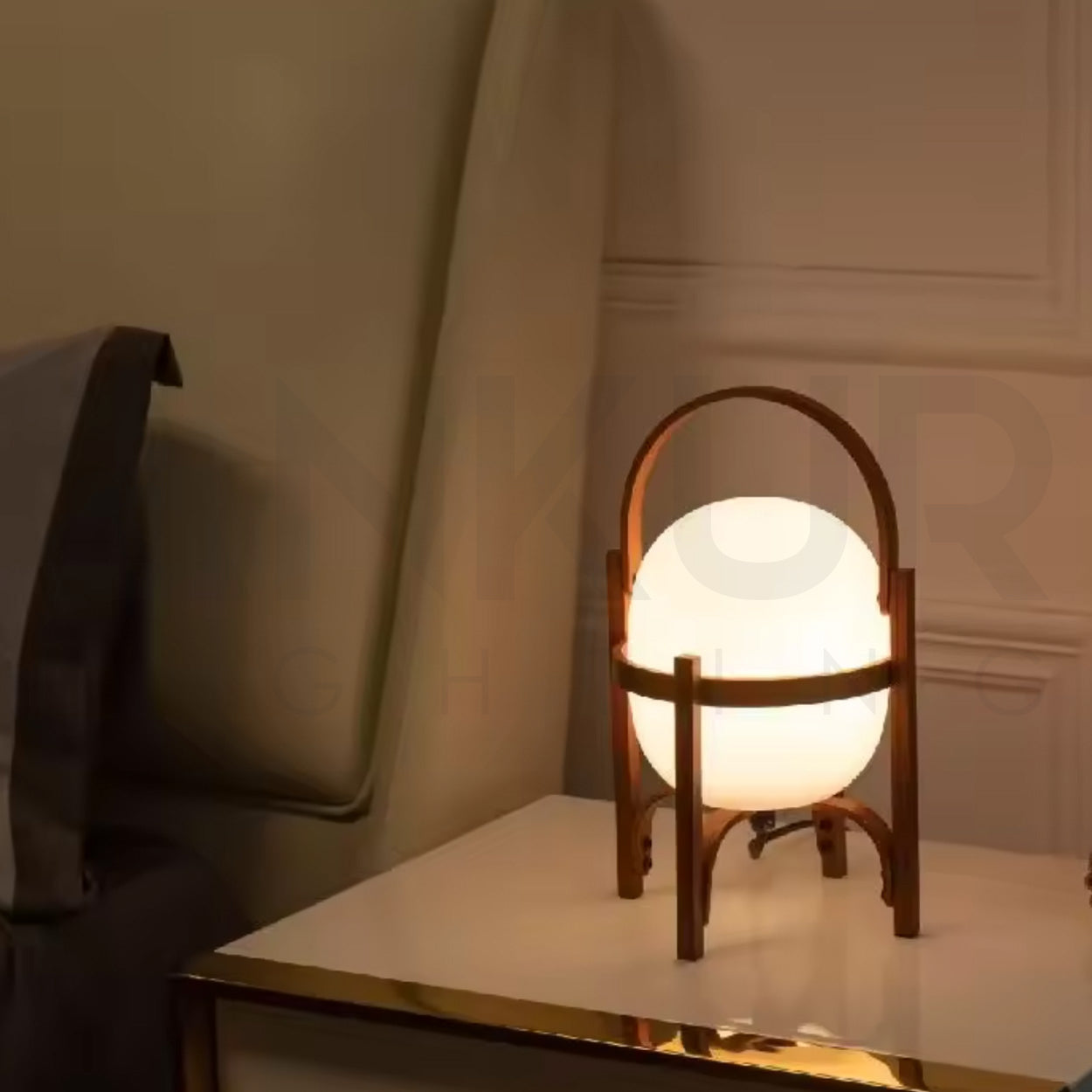 ANKUR PETAL GOLD FINISH WITH GLASS GLOBE METAL BASED DECORATIVE BEDSIDE TABLE LAMP