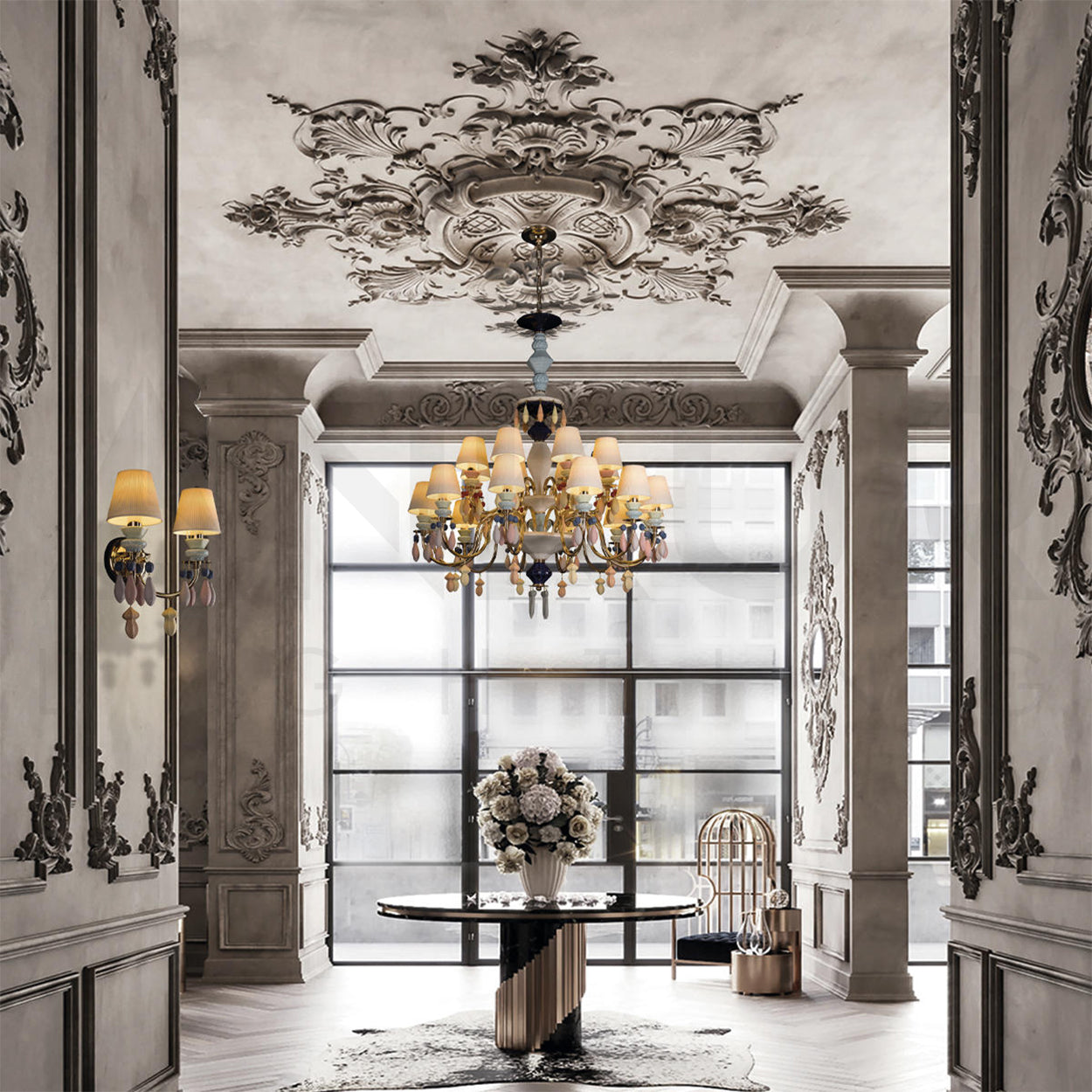 ANKUR BELLE ODRA MODERN DESIGNER CERAMIC LUXURY 10 LIGHTS MULTICOLOUR HANDMADE CHANDELIER