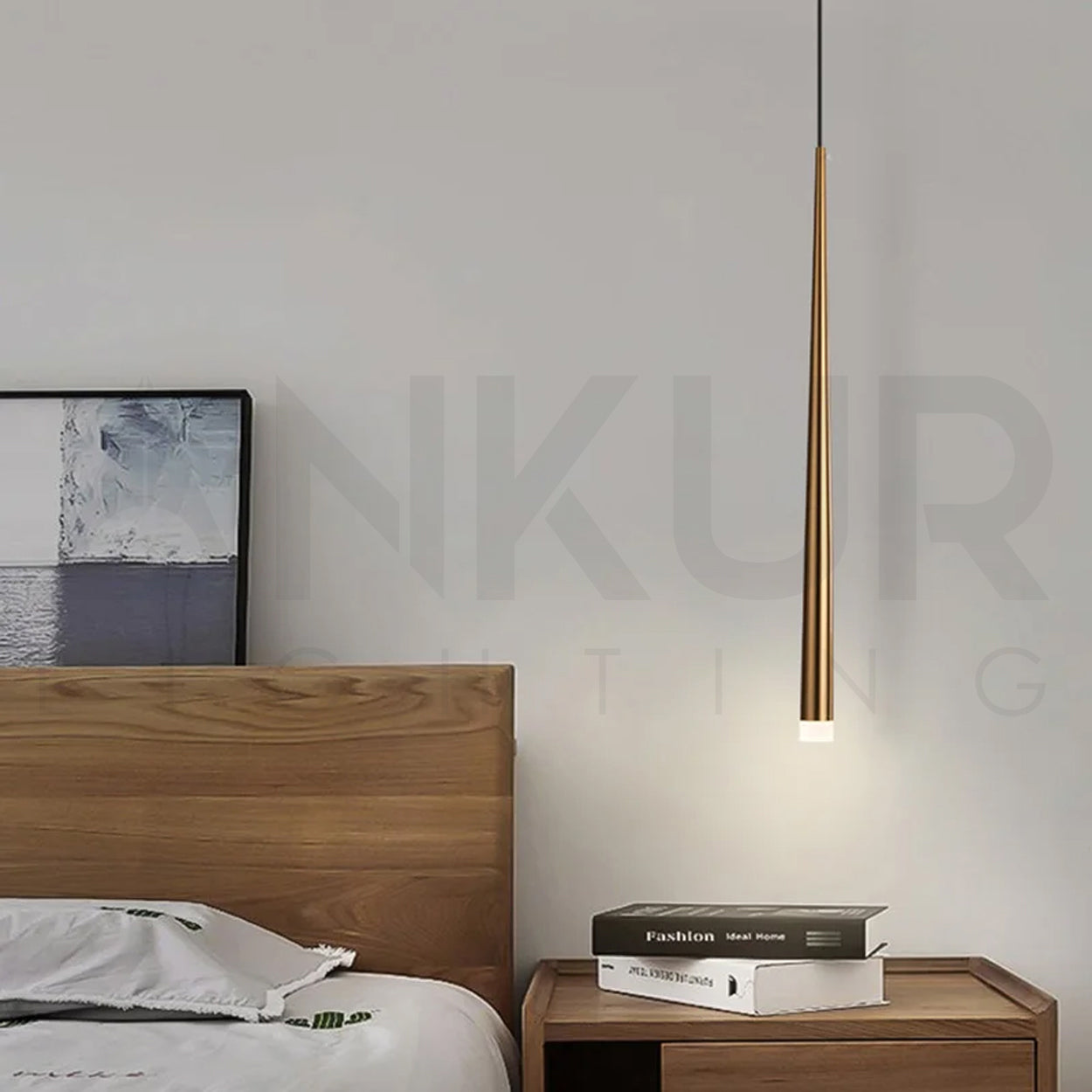 ANKUR STYX CONICAL PENDANT LIGHT FOR BEDROOM AND KITCHEN HANGING LIGHT - ROSE GOLD