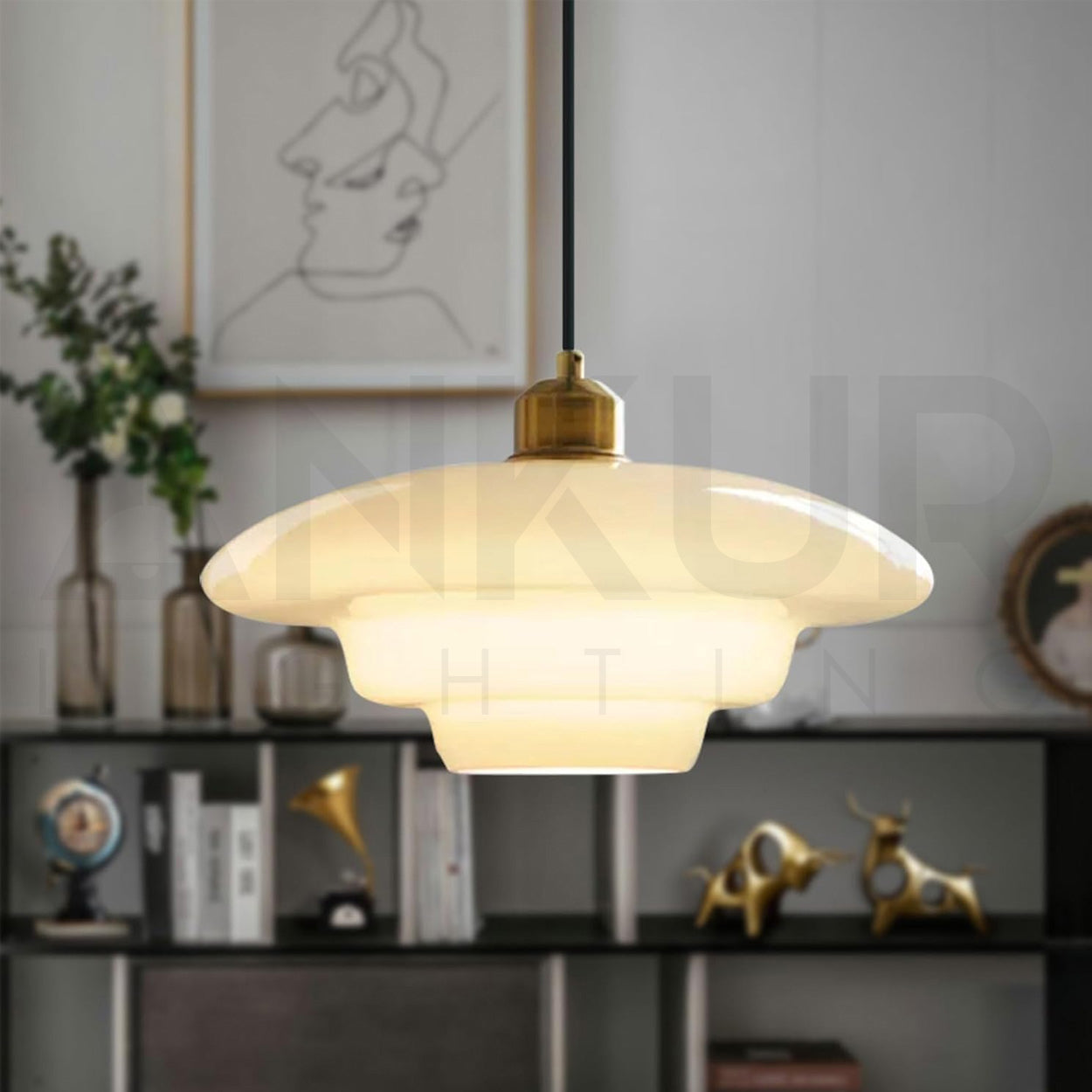 ANKUR SPARROW METAL MODERN MINIMILIST GLASS HANGING LIGHT FOR LUXURY HOME LIGHTING