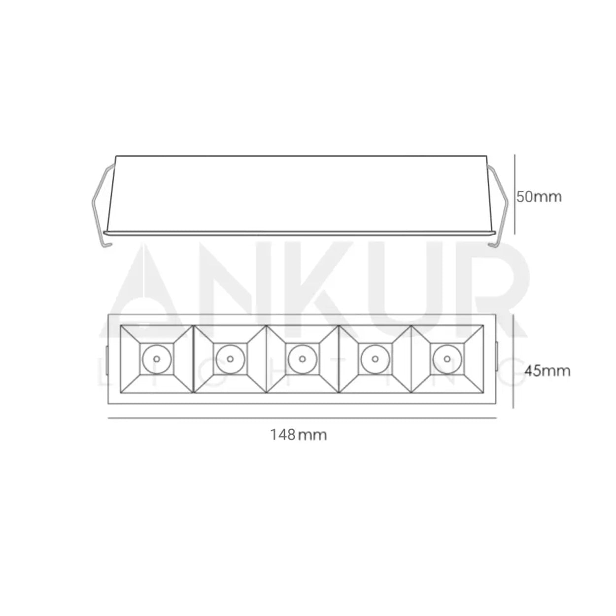ANKUR LASERBLADE CLASSIC 5LP ANTI GLARE RECESSED LIGHT FOR OFFICE AND HOME LIGHTING