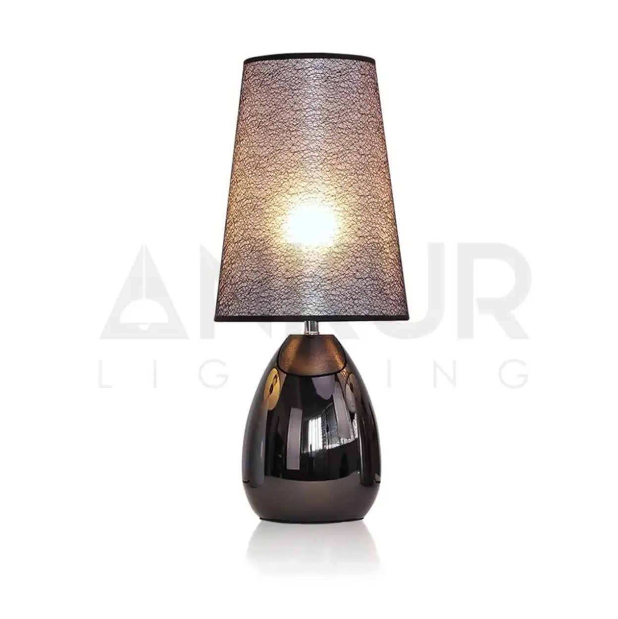 ANKUR NOIR GLOSSY FINISH METAL BEDSIDE TABLE LAMP