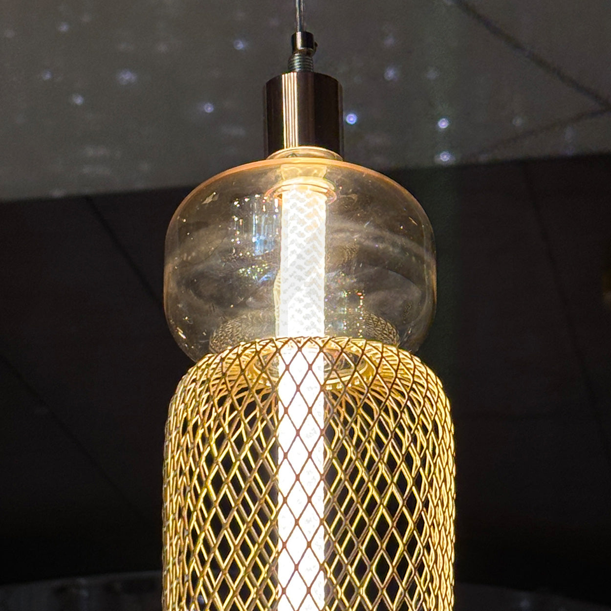 ANKUR RUNE METAL GLASS CAPSULE SHAPED PENDANT LIGHT FOR BEDROOM AND RESTURANTS