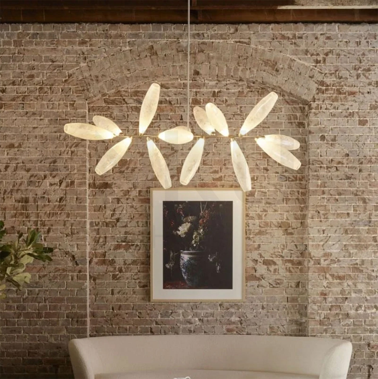 ANKUR AURELIUS MODERN LEAF DESIGN METAL AND GLASS BASED CHANDELIER