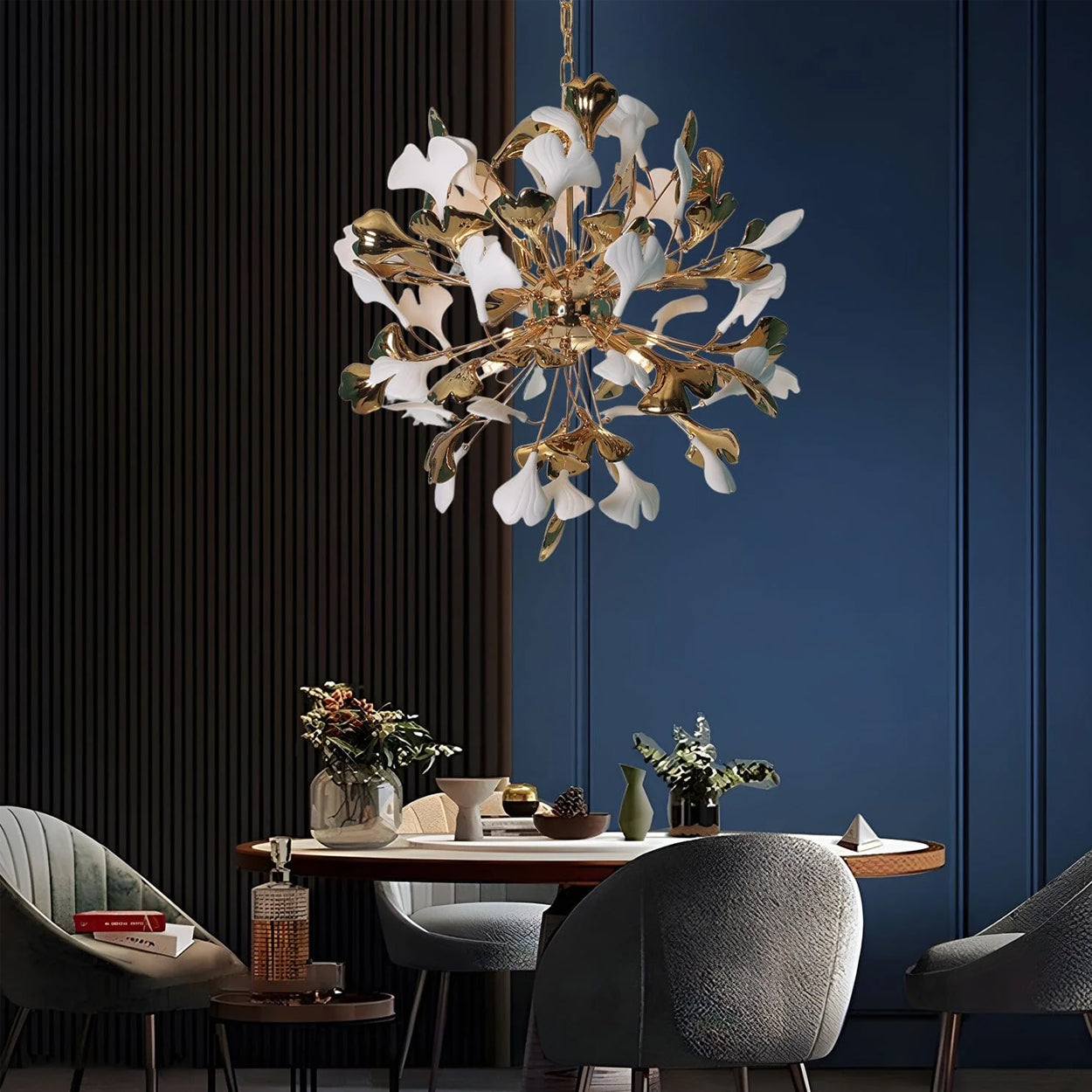ANKUR FIORENZA CRYSTAL LEAF CHANDELIER at the lowest price in India.