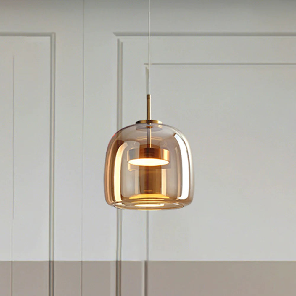 ANKUR GLOW BELL MODERN GLASS WITH METAL LED PENDANT LIGHT