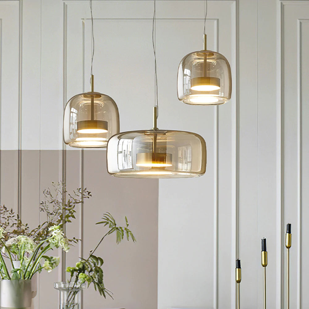 ANKUR GLOW BELL MODERN GLASS WITH METAL LED PENDANT LIGHT