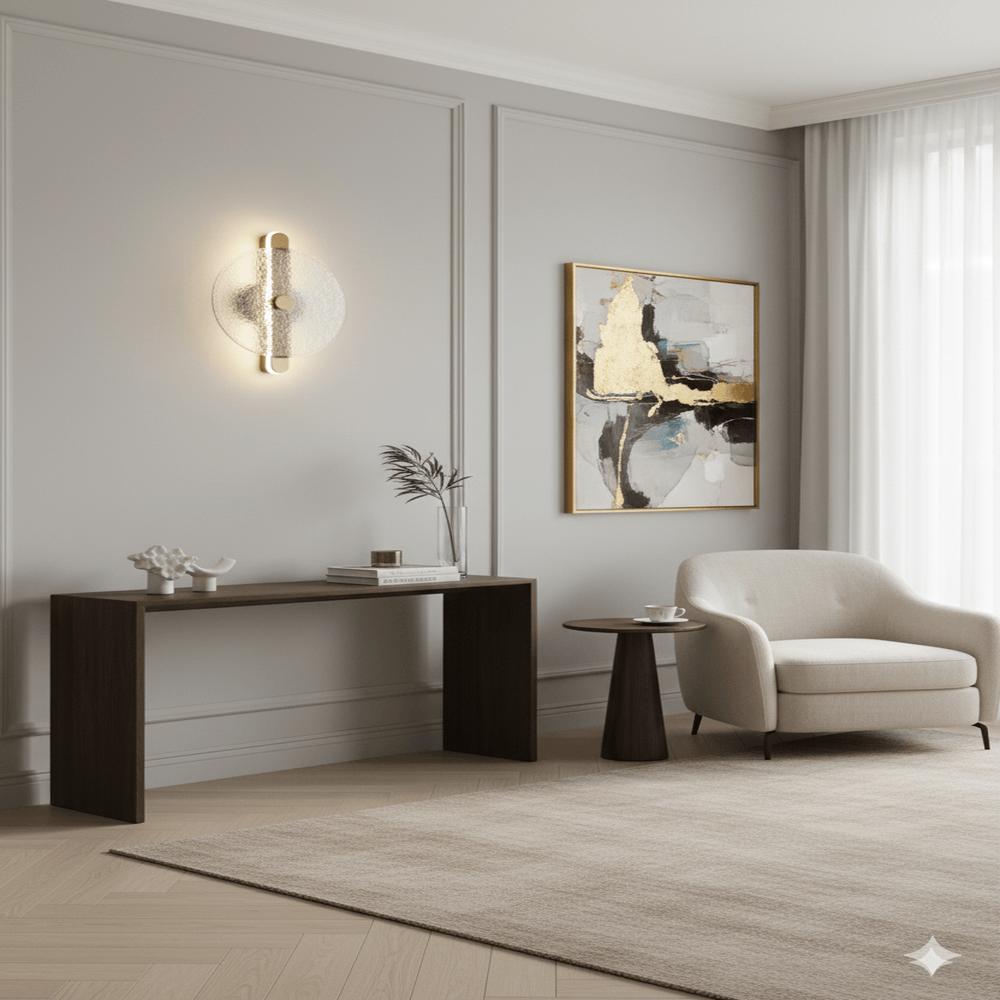ANKUR ASHLEY ROUND WALL SCONCE GLASS WALL LIGHT 9W MODERN LIGHT FIXTURE FOR HOME, BEDROOM AND LIVING ROOM