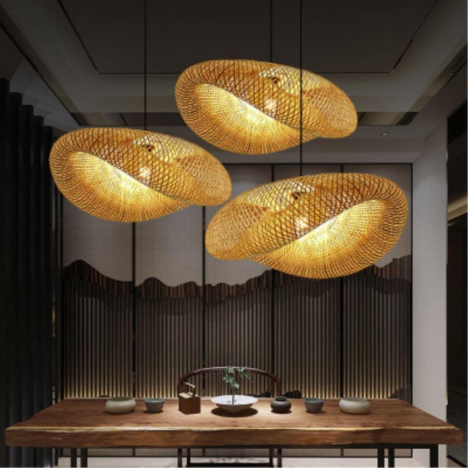 ANKUR SUNDIAL CANE HAT BAMBOO PENDANT LIGHT