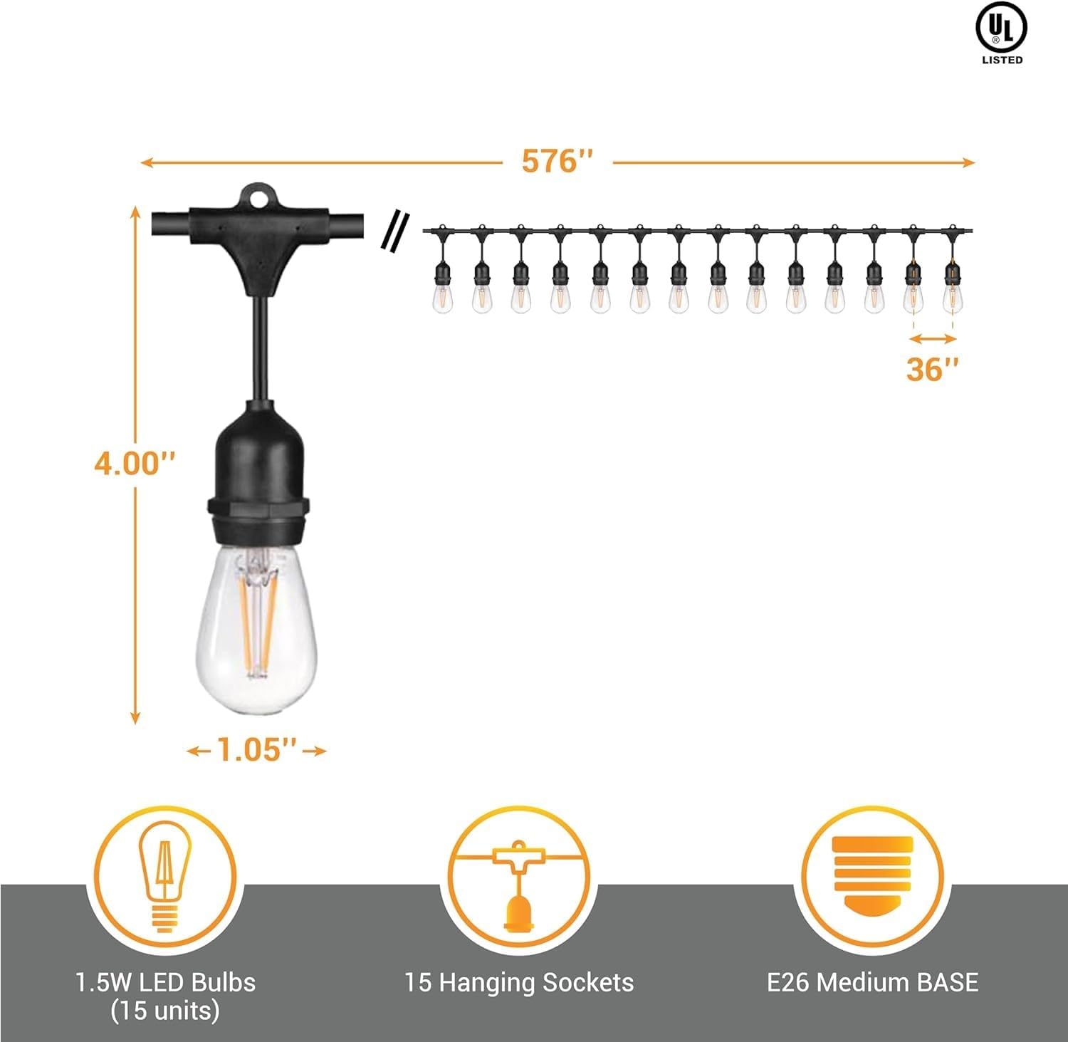 ANKUR TWISTED FABRIC COVERED VINTAGE LAMP PENDANT BULB LED STRING LIGHT 5 METER/10 HOLDERS