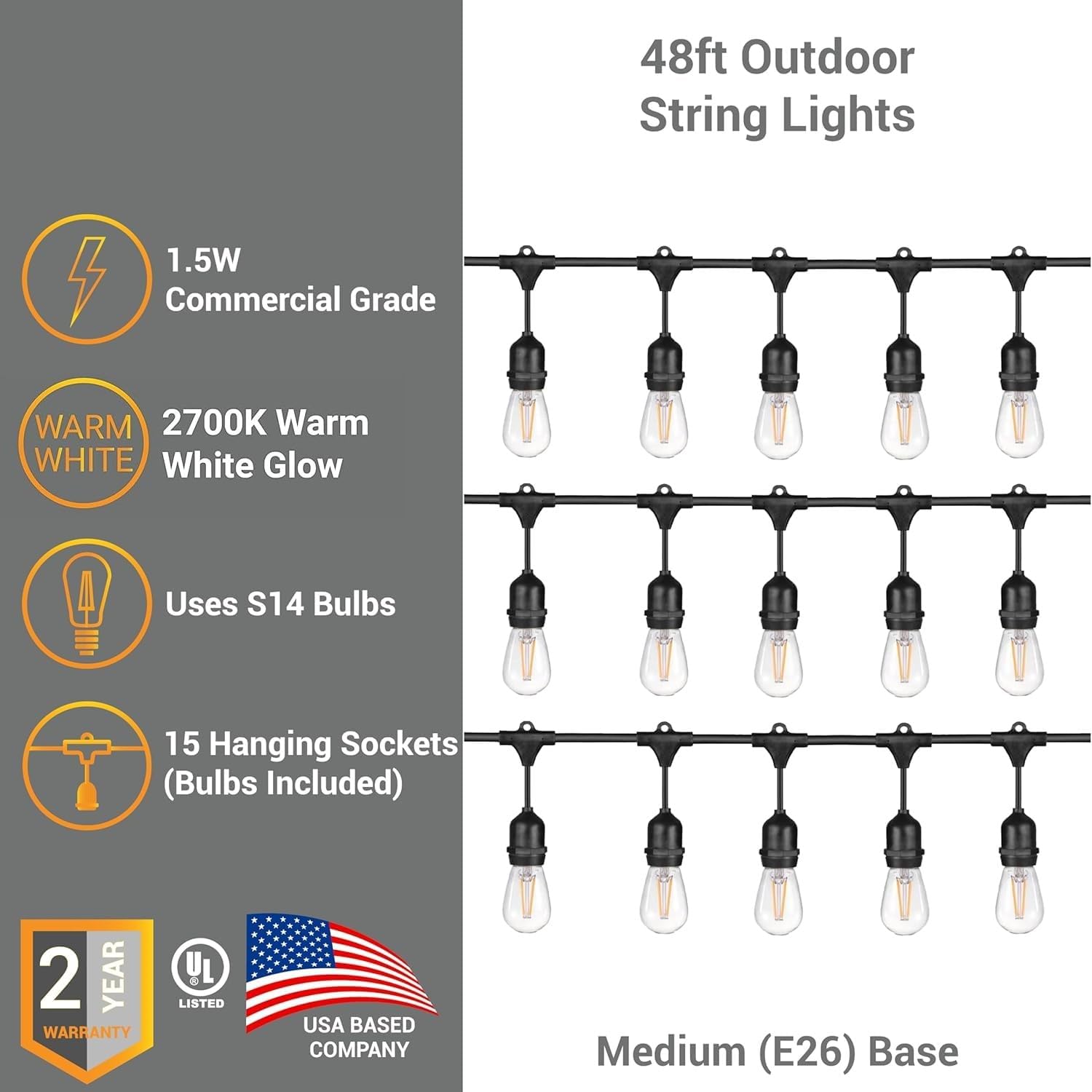 ANKUR TWISTED FABRIC COVERED VINTAGE LAMP PENDANT BULB LED STRING LIGHT 5 METER/10 HOLDERS