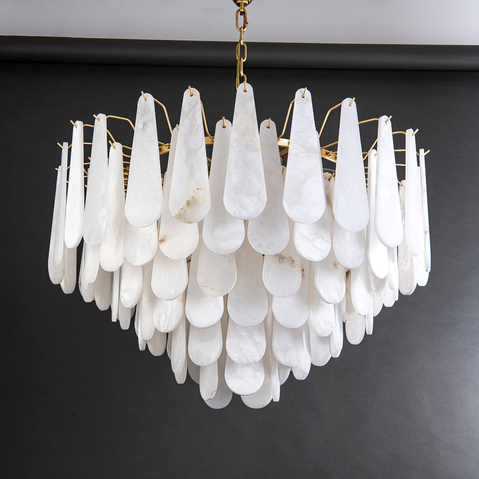 ANKUR VITTORIO MODERN MINIMILIST DESIN METAL AND ALABASTER BASED DESIGNER CHANDELIER