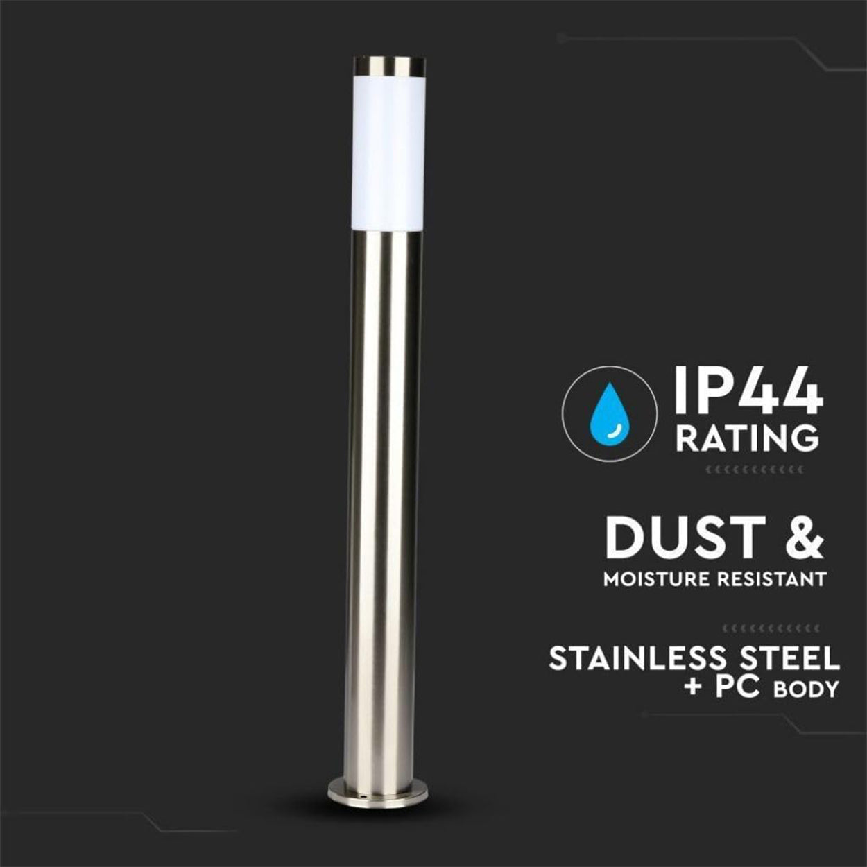 ANKUR CILINDRO CHROME OUTDOOR BOLLARD LIGHT
