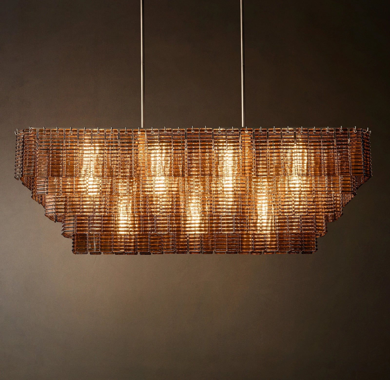 ANKUR WISTERIA STAINLESS STEEL HAIRLINE GOLDEN FINISH RECTANGULAR CHANDELIER