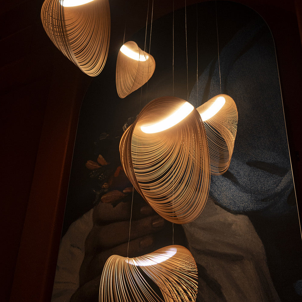 ANKUR BIRD'S NEST MODERN WOOD RATTAN LED CHANDELIER