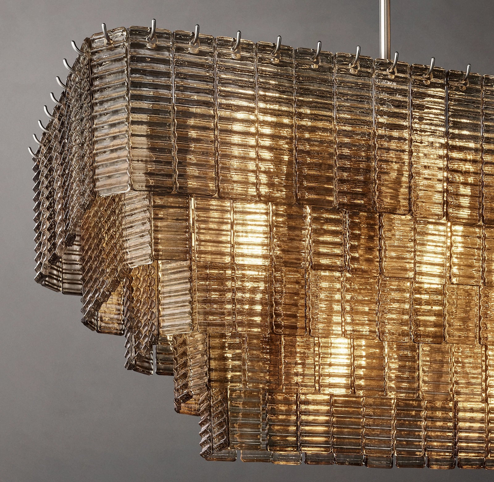 ANKUR WISTERIA STAINLESS STEEL HAIRLINE GOLDEN FINISH RECTANGULAR CHANDELIER