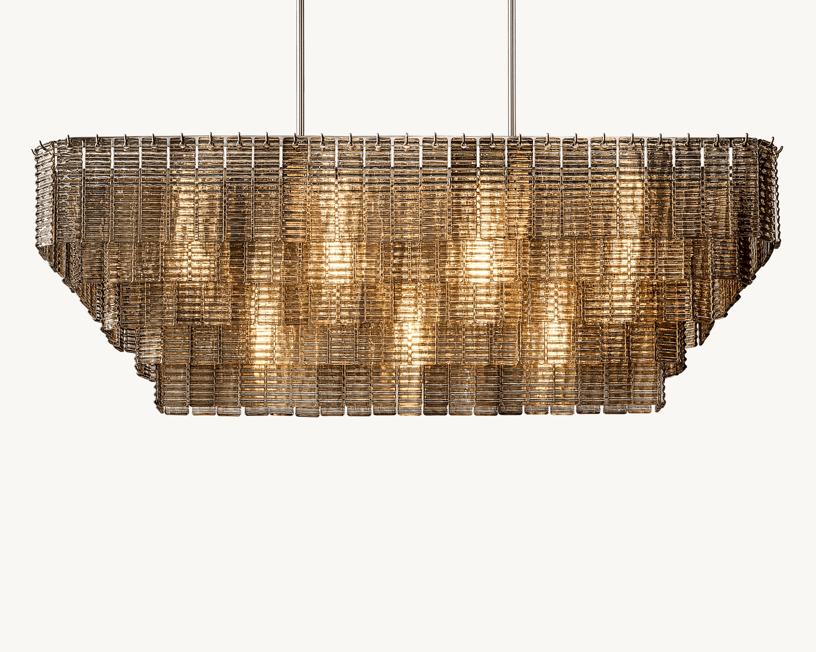 ANKUR WISTERIA STAINLESS STEEL HAIRLINE GOLDEN FINISH RECTANGULAR CHANDELIER