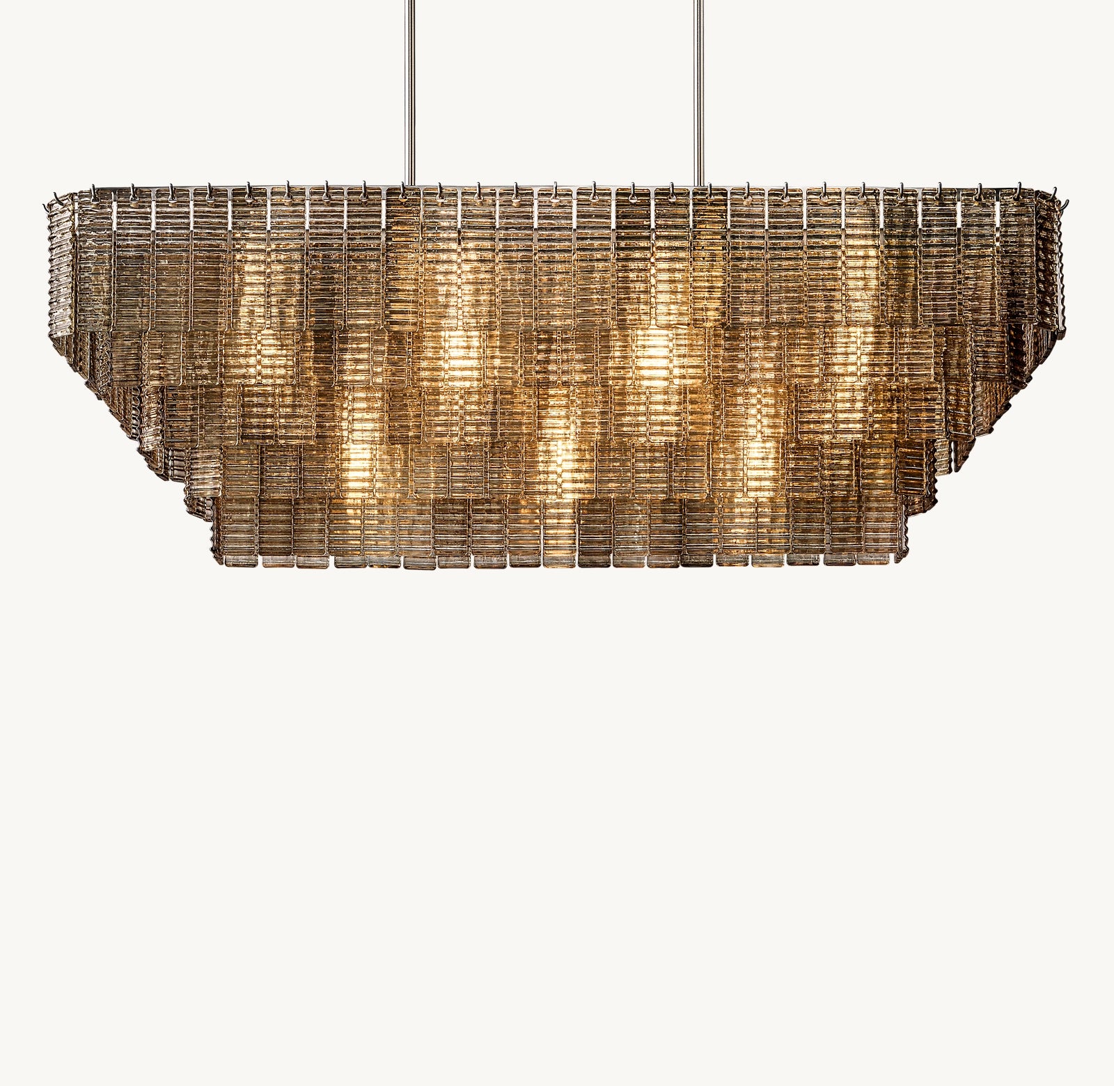 ANKUR WISTERIA STAINLESS STEEL HAIRLINE GOLDEN FINISH RECTANGULAR CHANDELIER