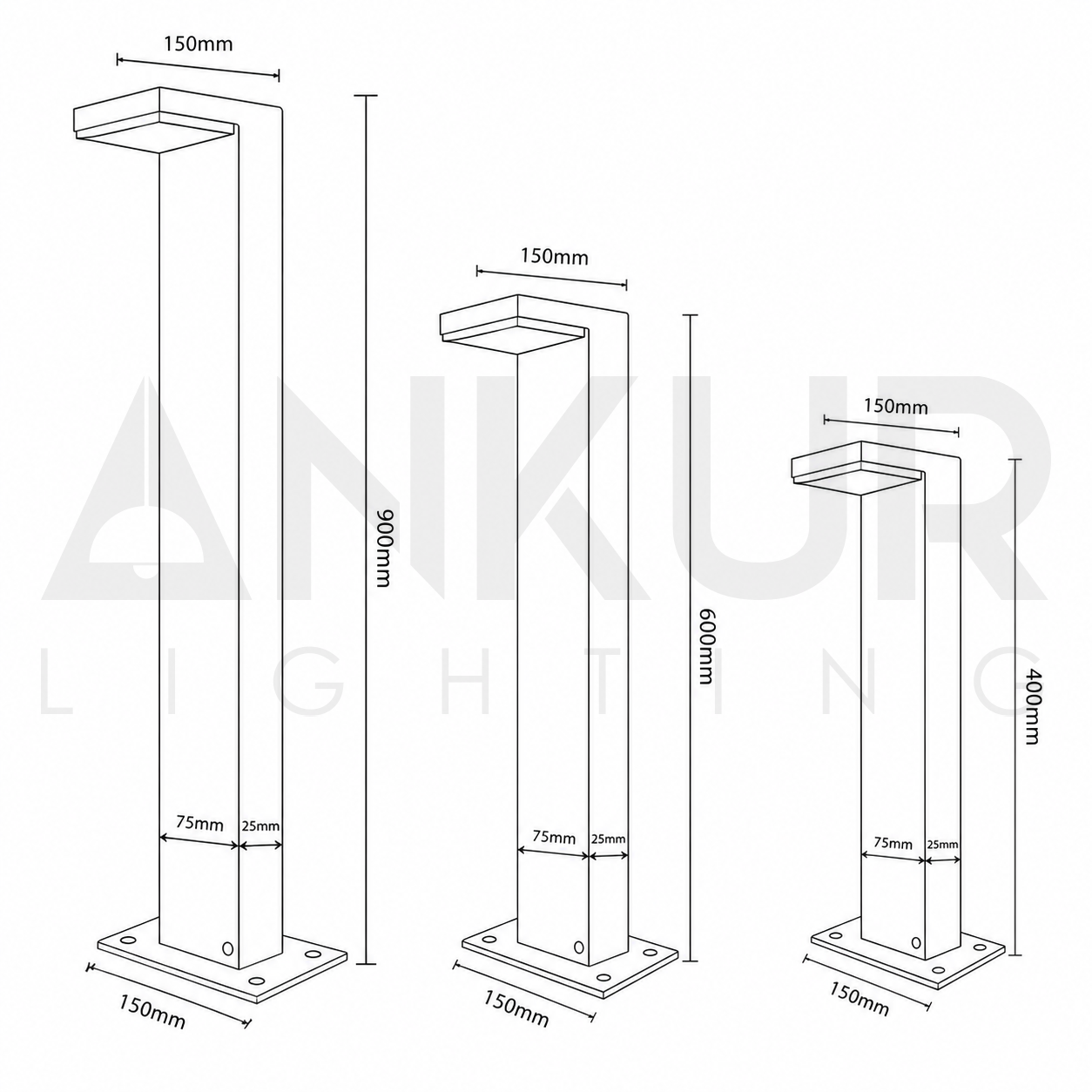 ANKUR TAMO MODERN ANTI-GLARE BOLLARD LIGHT – ELEGANT OUTDOOR LED PATHWAY LIGHTING