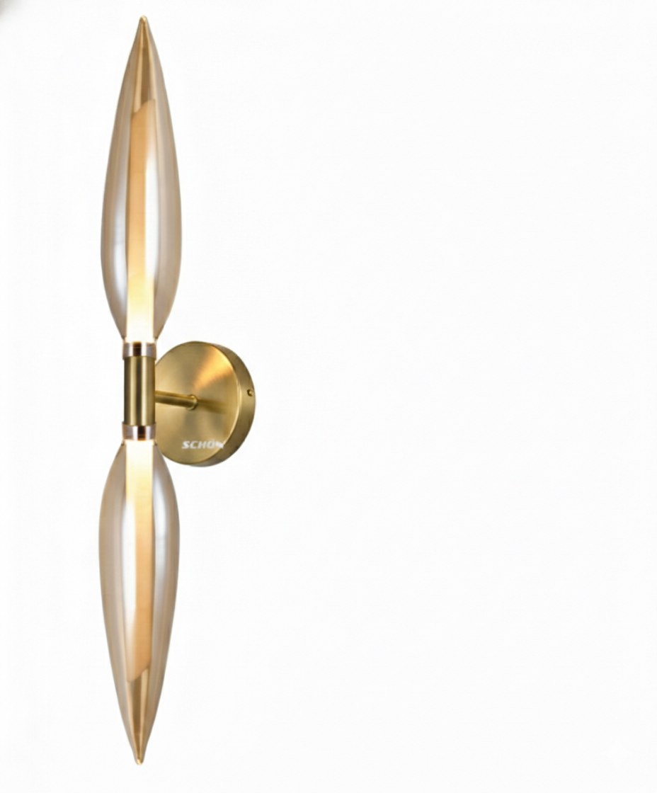 ANKUR CLEMATIS UP AND DOWN OPAL LINE ANTIQUE BRASS AND CONE GLASS UNIQUE DESIGN WALL LAMPS