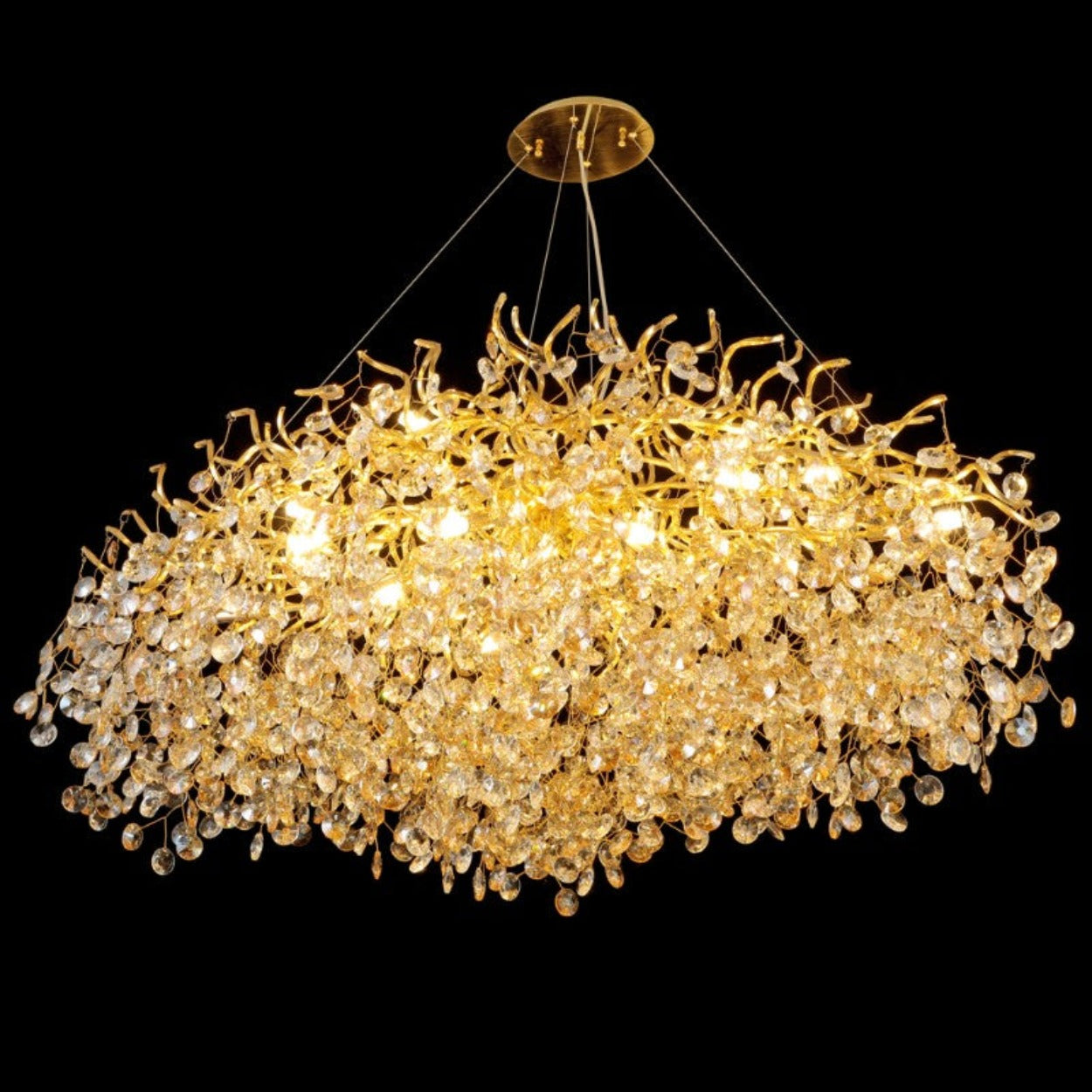 ANKUR ROUND BLOOM CONTEMPORARY CRYSTAL CHANDELIER