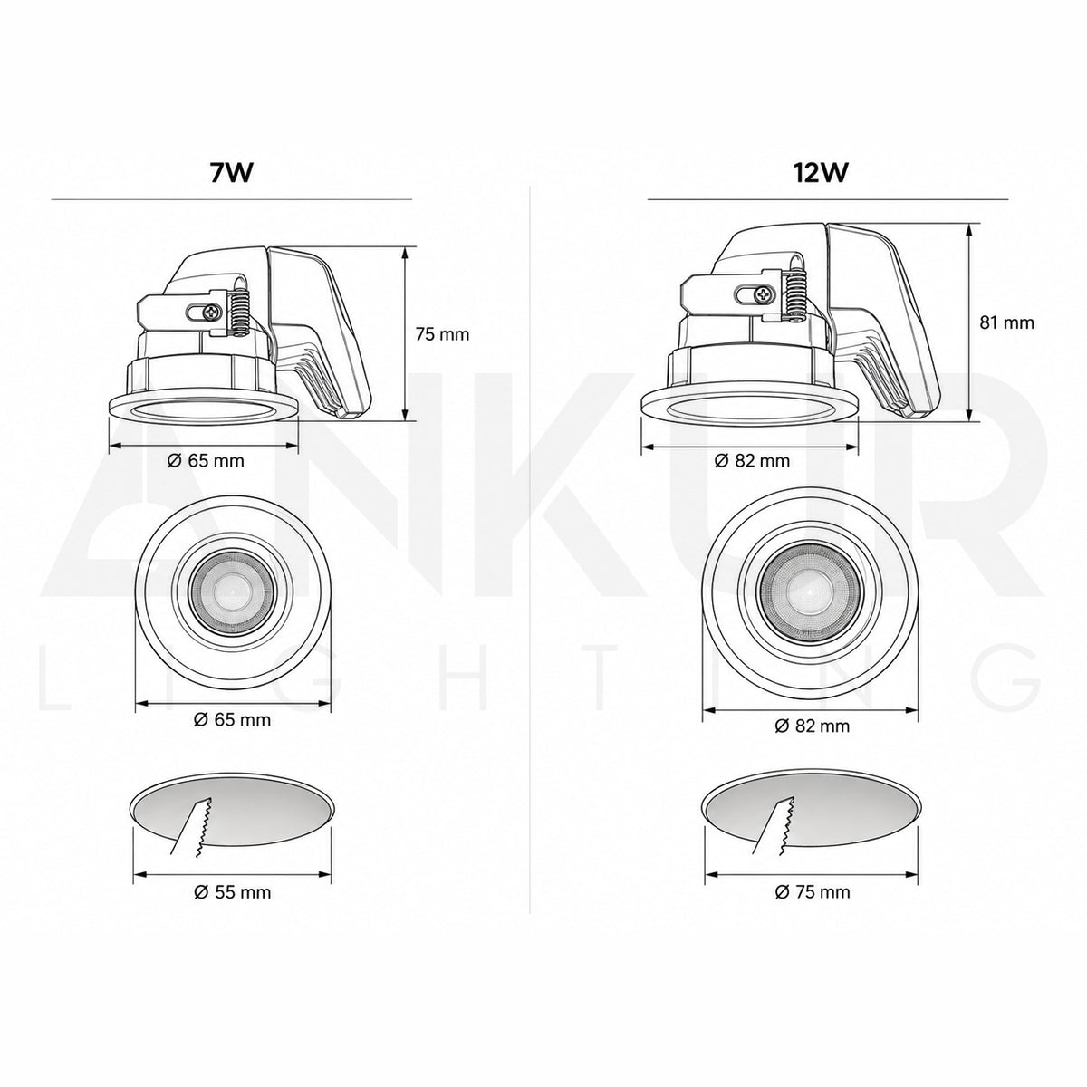 ANKUR BELLA PIVOT ROUND ADJUSTABLE FRONT OPENABLE RECESSED LED DOWNLIGHT