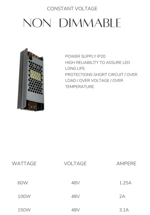 ALLOOKING NON DIMMABLE CONSTANT VOLTAGE LED DRIVER SMPS POWER SUPPLY INDOOR RATED