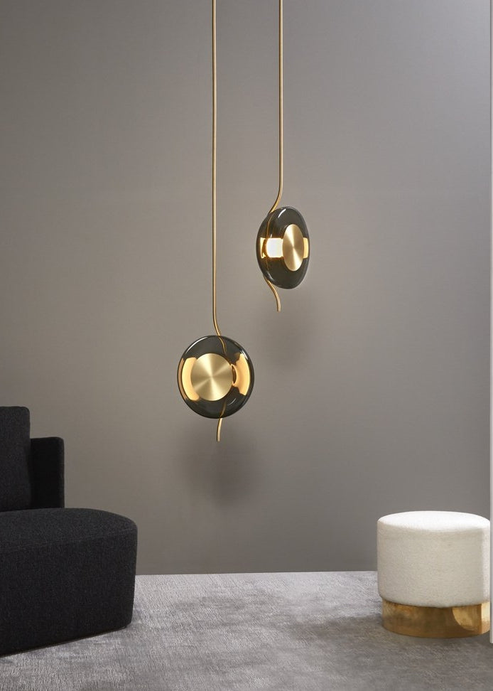 ANKUR LUCE ANTIQUE BRASS FINISH MODERN SMOKE GLASS HANGING LIGHT FOR HOME LIGHTING