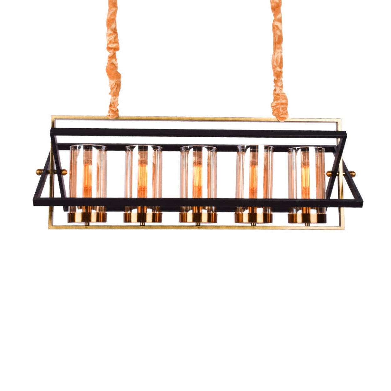 ANKUR JOY ANTIQUE FINISH LINEAR GLASS CHANDELIER