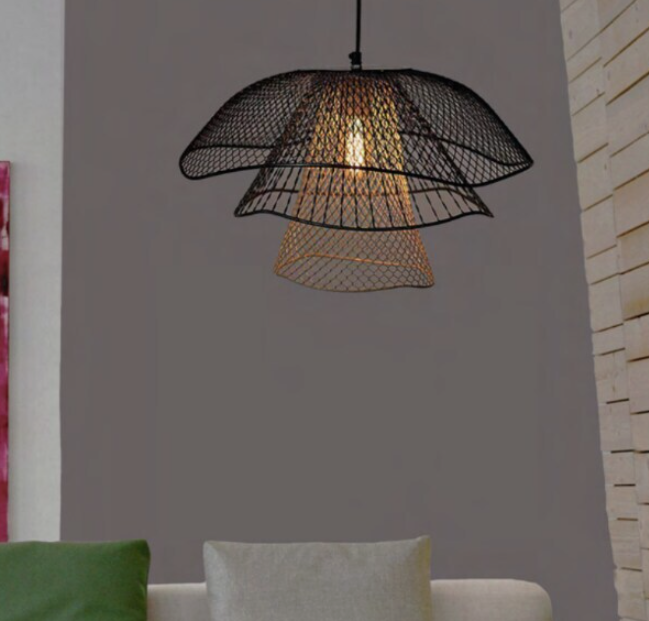 ANKUR TWISTACLE BLACK IRON TEXTURE CONTEMPORARY SEMI SPHERICAL CEILING HAGING LIGHT