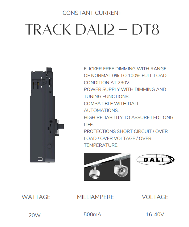 ALLOOKING TRACK DALI2 DIMMABLE CONSTANT CURRENT LED DRIVER