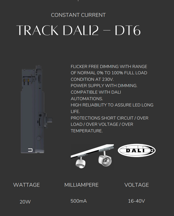 ALLOOKING TRACK DALI2 DIMMABLE CONSTANT CURRENT LED DRIVER