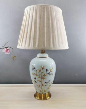 ANKUR KEYSTONE MODERN HAND PAINTED CERAMIC BEDSIDE TABLE LAMP