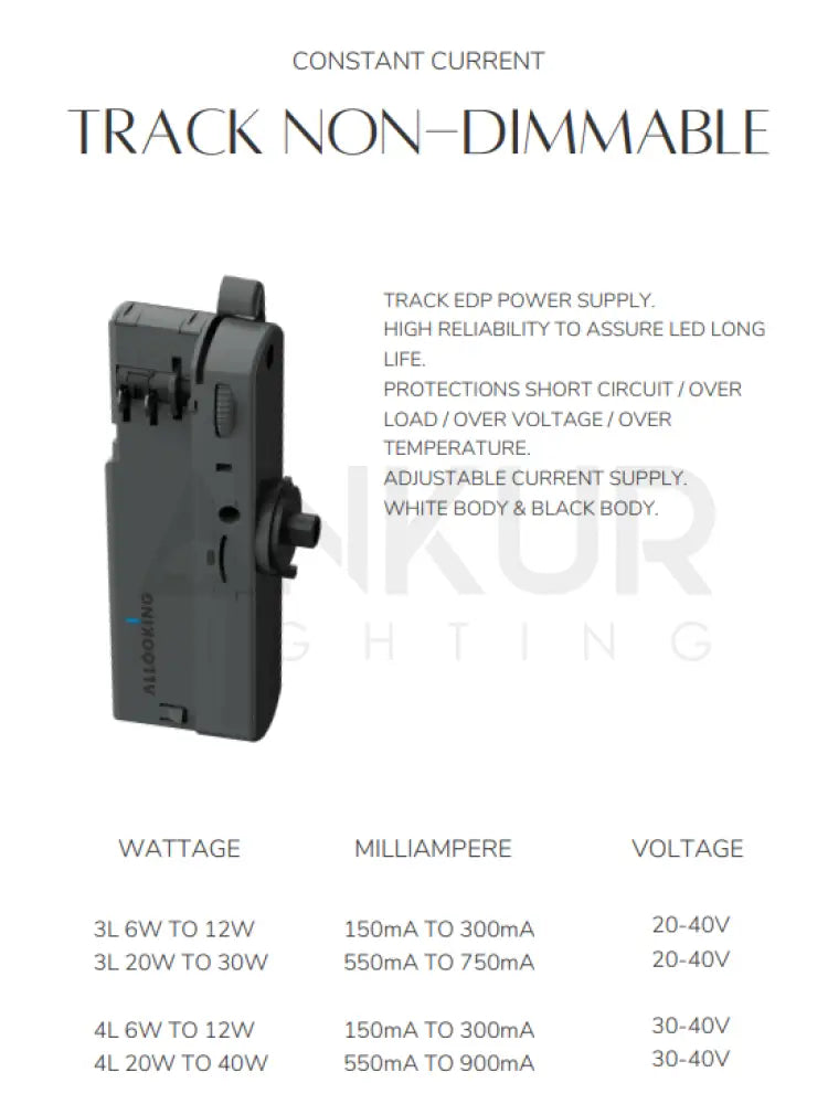 ALLOOKING TRACK NON DIMMABLE CONSTANT CURRENT LED DRIVER